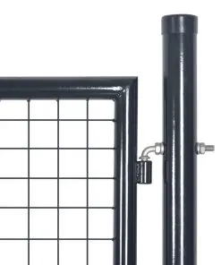 vidaXL Mesh Garden Gate Galvanised Steel 85.5×100 cm Grey
