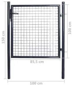 vidaXL Mesh Garden Gate Galvanised Steel 85.5×100 cm Grey