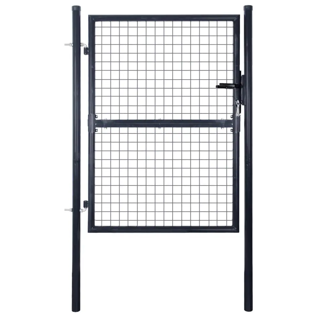 vidaXL Mesh Garden Gate Galvanised Steel 85.5×125 cm Grey