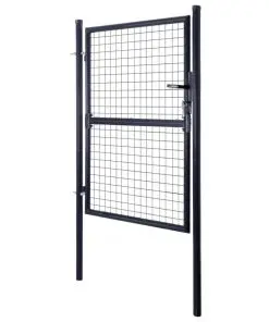 vidaXL Mesh Garden Gate Galvanised Steel 85.5×125 cm Grey