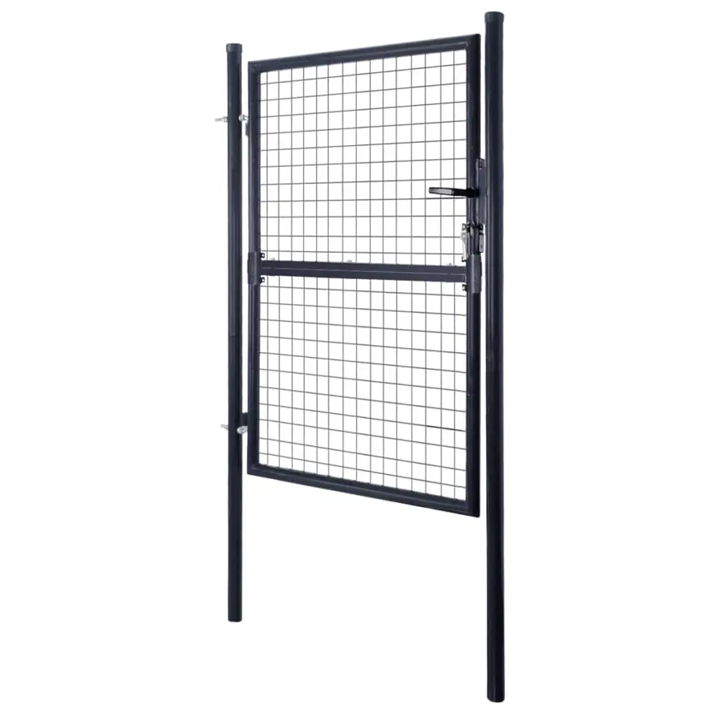 vidaXL Mesh Garden Gate Galvanised Steel 85.5×125 cm Grey