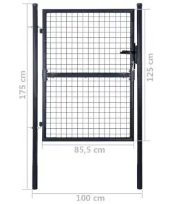 vidaXL Mesh Garden Gate Galvanised Steel 85.5×125 cm Grey