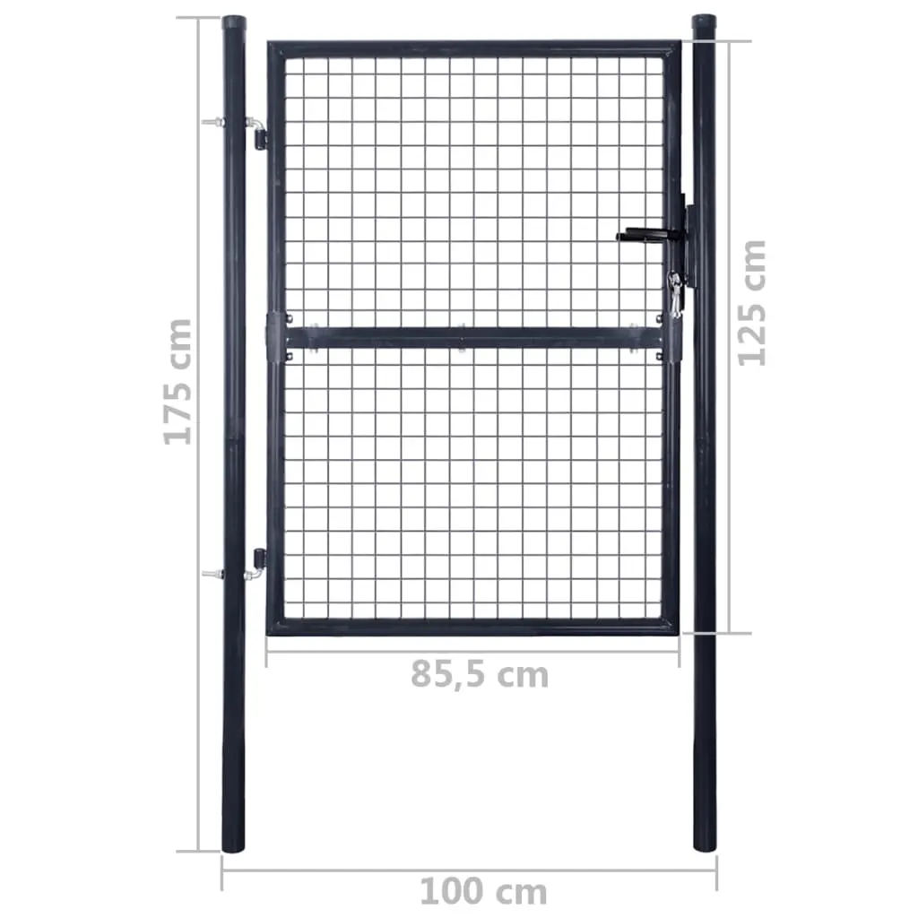 vidaXL Mesh Garden Gate Galvanised Steel 85.5×125 cm Grey