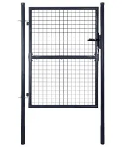 vidaXL Mesh Garden Gate Galvanised Steel 85.5×150 cm Grey