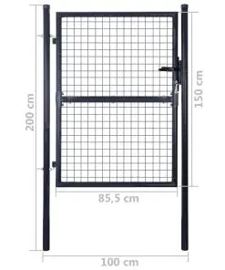 vidaXL Mesh Garden Gate Galvanised Steel 85.5×150 cm Grey
