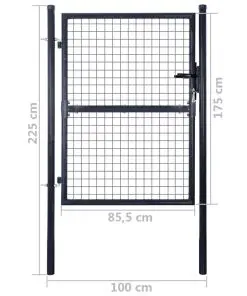 vidaXL Mesh Garden Gate Galvanised Steel 85.5×175 cm Grey