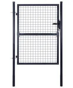 vidaXL Mesh Garden Gate Galvanised Steel 85.5×200 cm Grey