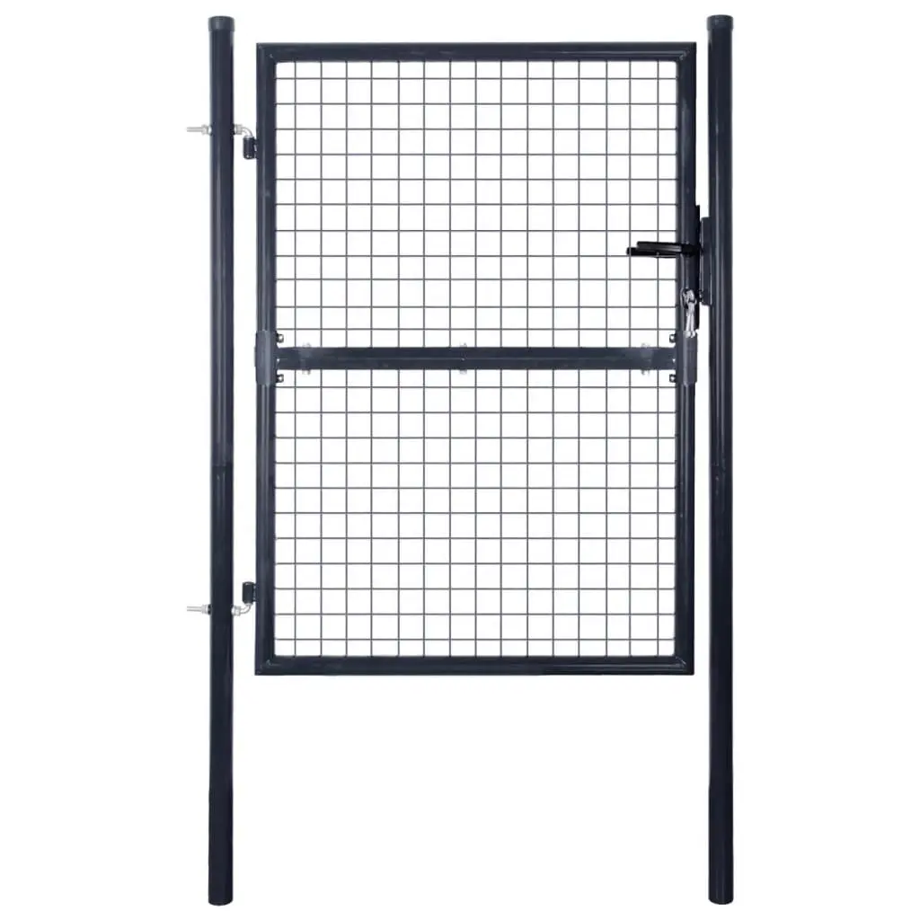 vidaXL Mesh Garden Gate Galvanised Steel 85.5×200 cm Grey