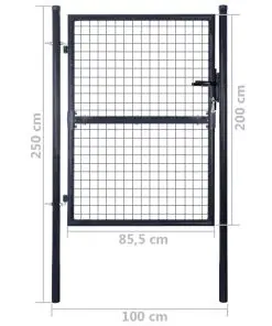 vidaXL Mesh Garden Gate Galvanised Steel 85.5×200 cm Grey