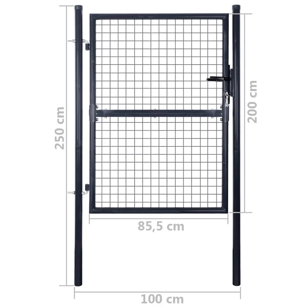 vidaXL Mesh Garden Gate Galvanised Steel 85.5×200 cm Grey