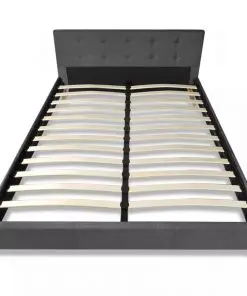 vidaXL Bed with Memory Foam Mattress Dark Grey Fabric Double Size