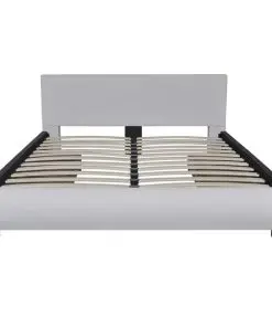 vidaXL Bed with Memory Foam Mattress White Faux Leather Queen Size