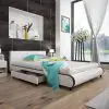 vidaXL Bed with Memory Foam Mattress White Faux Leather Queen Size