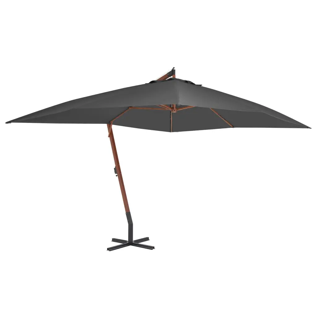vidaXL Cantilever Umbrella with Wooden Pole 400×300 cm Anthracite
