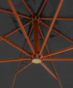 vidaXL Cantilever Umbrella with Wooden Pole 400×300 cm Anthracite