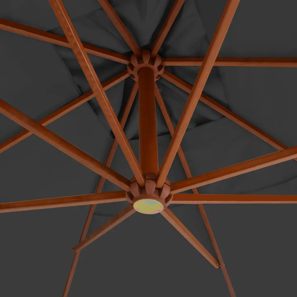 vidaXL Cantilever Umbrella with Wooden Pole 400×300 cm Anthracite