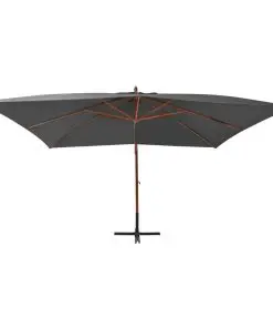 vidaXL Cantilever Umbrella with Wooden Pole 400×300 cm Anthracite