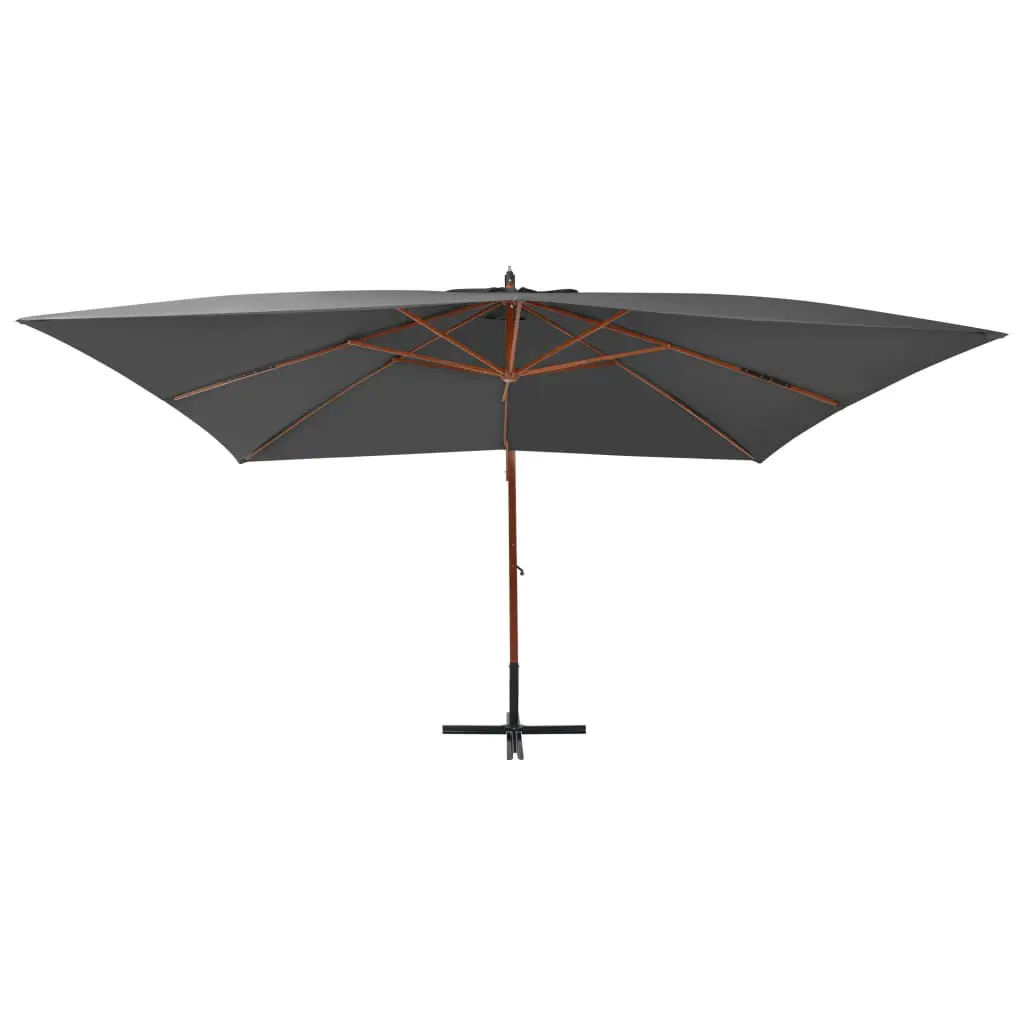 vidaXL Cantilever Umbrella with Wooden Pole 400×300 cm Anthracite