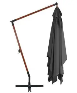 vidaXL Cantilever Umbrella with Wooden Pole 400×300 cm Anthracite