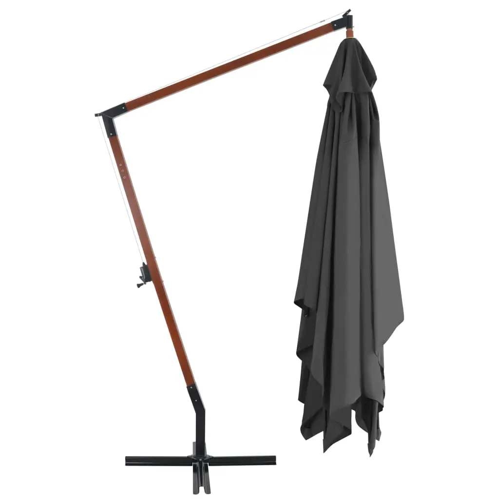 vidaXL Cantilever Umbrella with Wooden Pole 400×300 cm Anthracite