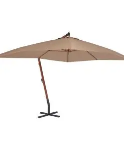 vidaXL Cantilever Umbrella with Wooden Pole 400×300 cm Taupe