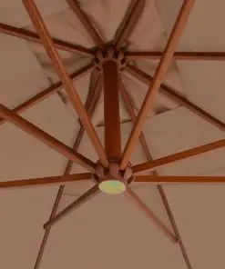 vidaXL Cantilever Umbrella with Wooden Pole 400×300 cm Taupe