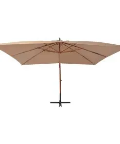 vidaXL Cantilever Umbrella with Wooden Pole 400×300 cm Taupe