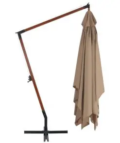 vidaXL Cantilever Umbrella with Wooden Pole 400×300 cm Taupe
