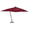 vidaXL Cantilever Umbrella with Wooden Pole 400×300 cm Bordeaux Red