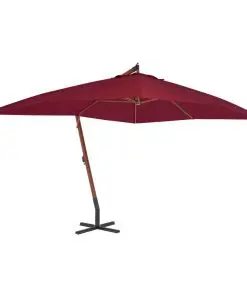 vidaXL Cantilever Umbrella with Wooden Pole 400×300 cm Bordeaux Red