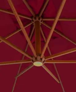 vidaXL Cantilever Umbrella with Wooden Pole 400×300 cm Bordeaux Red