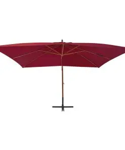 vidaXL Cantilever Umbrella with Wooden Pole 400×300 cm Bordeaux Red