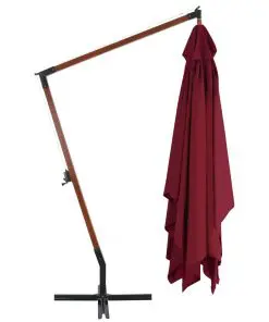 vidaXL Cantilever Umbrella with Wooden Pole 400×300 cm Bordeaux Red