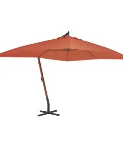 vidaXL Cantilever Umbrella with Wooden Pole 400×300 cm Terracotta