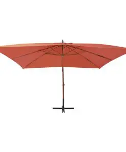 vidaXL Cantilever Umbrella with Wooden Pole 400×300 cm Terracotta