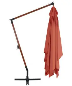 vidaXL Cantilever Umbrella with Wooden Pole 400×300 cm Terracotta