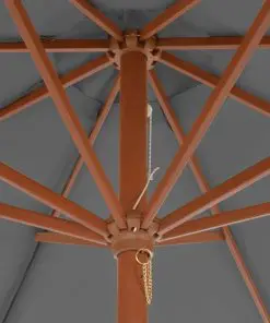 vidaXL Outdoor Parasol with Wooden Pole 300 cm Anthracite