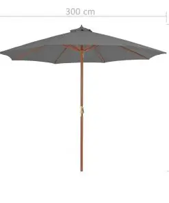 vidaXL Outdoor Parasol with Wooden Pole 300 cm Anthracite