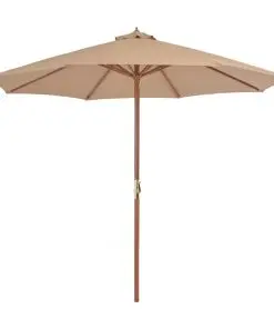 vidaXL Outdoor Parasol with Wooden Pole 300 cm Taupe