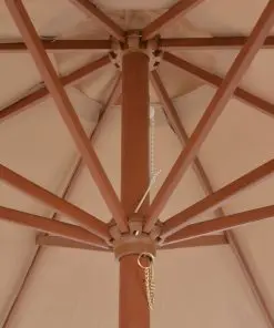 vidaXL Outdoor Parasol with Wooden Pole 300 cm Taupe