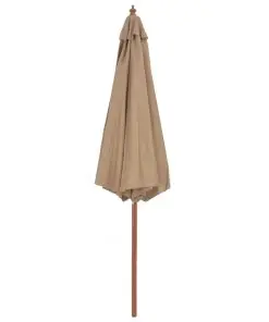 vidaXL Outdoor Parasol with Wooden Pole 300 cm Taupe