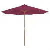 vidaXL Outdoor Parasol with Wooden Pole 300 cm Bordeaux Red