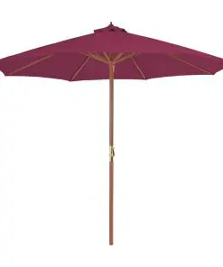vidaXL Outdoor Parasol with Wooden Pole 300 cm Bordeaux Red