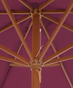 vidaXL Outdoor Parasol with Wooden Pole 300 cm Bordeaux Red