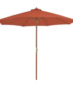 vidaXL Outdoor Parasol with Wooden Pole 300 cm Terracotta