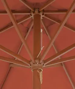 vidaXL Outdoor Parasol with Wooden Pole 300 cm Terracotta