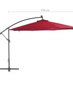 vidaXL Cantilever Umbrella with Aluminium Pole 350 cm Bordeaux Red
