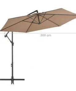 vidaXL Cantilever Umbrella with Aluminium Pole 300 cm Taupe
