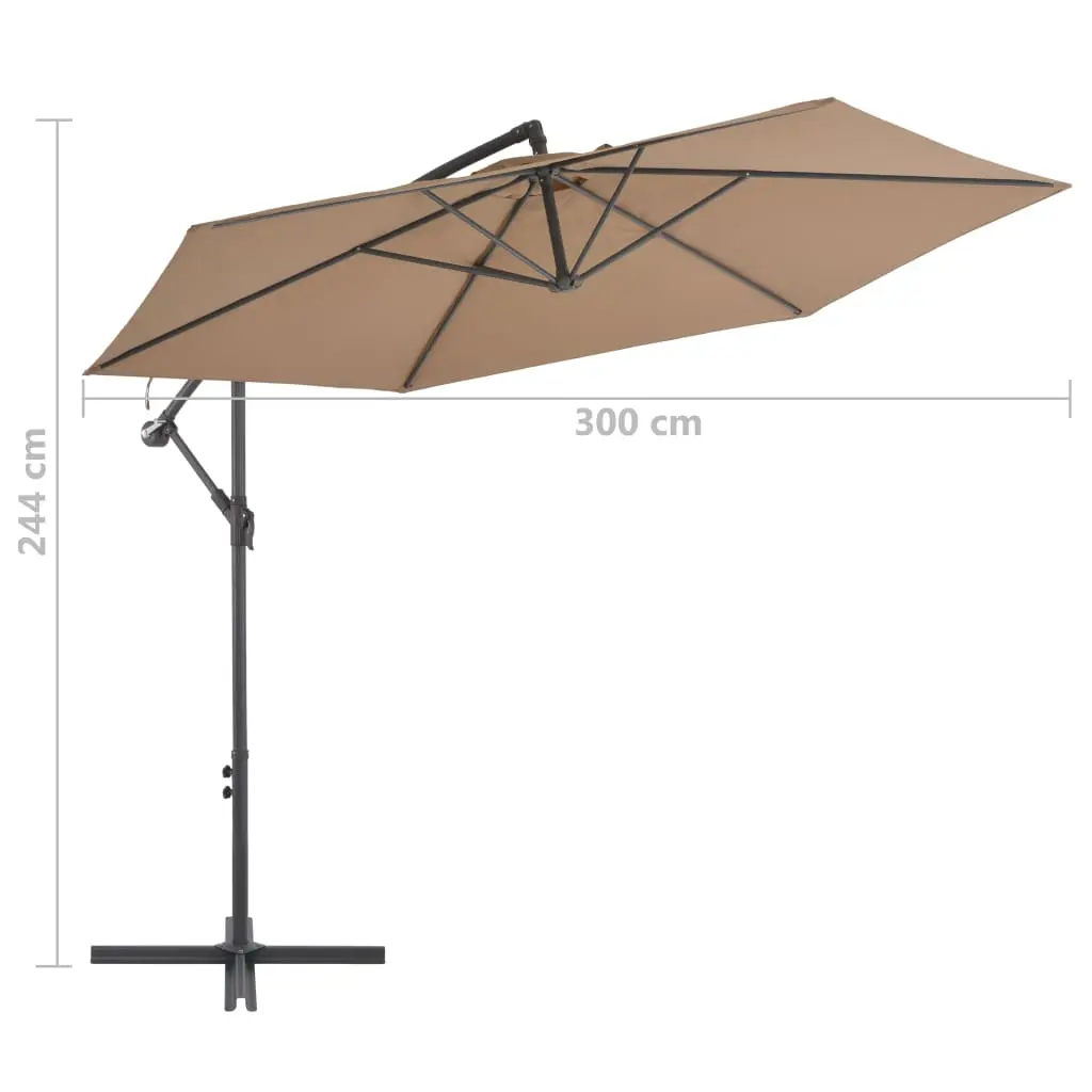 vidaXL Cantilever Umbrella with Aluminium Pole 300 cm Taupe