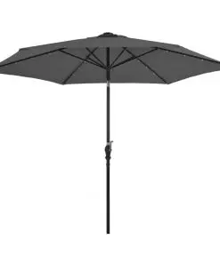 vidaXL Outdoor Parasol with LED Lights and Steel Pole 300cm Anthracite